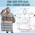 thumbnail image 4 of Oversized Wearable Blanket Hoodie,Brown Geometric Striped Pattern Sherpa Blanket Hoodie with Super Pockets,Super Warm Fuzzy Pullover for Women & Men, 4 of 6