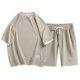 thumbnail image 1 of Pantalones Cortos Atléticos para Hombres con Bolsillos de Ajuste Suelto de Dos Piezas, Camiseta de Cuello Redondo de Tamaño Grande Y Pantalones Cortos, Poliéster Suave Toda la Temporada Casual, Conjun, 1 of 2