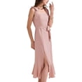 thumbnail image 4 of INSPIRE CHIC Vestido Midi Elegante Sin Mangas con Escote Cuadrado y Volantes en el Dobladillo, Con Aberturas Lateral, Color Rosa, 4 of 5