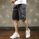 thumbnail image 5 of Pantalones cortos de mezclilla con bolsillos para hombre, pantalones cortos cargo de verano para hombre, pantalones cortos de corte fino Harajuku Xl, botones de moda coreana retro, 5 of 5