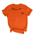 thumbnail image 5 of Pumpkin Bat Halloween Graphic T-Shirt for Women Round Neck Short Sleeve Casual Tunic Tops Fall Tees Orange S, 5 of 6