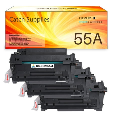 Catch Supplies 3-Pack Compatible Toner for HP CE255A 55A LaserJet P3015Dn P3015x MFP M525f M525dn M521dn M521dw Printer (Black) Catch Supplies is a global trading company bringing you a broad range of high quality toner cartridge products. All products are 100% tested by our Quality Control Team  brand new and in pristine condition. Product Specification: Brand: Catch Supplies Compatible Toner Cartridge Replacement for: HP CE255A/GPR-40 CE255A/GPR-40 Compatible Toner Cartridge Replacement for Printer: HP LaserJet P3011  LaserJet Enterprise P3015d/P3015Dn/P3015x/P3016  LaserJet Enterprise 500 MFP M525f/M525dn  LaserJet Enterprise flow MFP M525c  LaserJet Pro 500 MFP M521dn/M521dw  Canon ImageRunner LBP3560/LBP358 Pack of Items: 3-Pack Ink Color: 3 * Black Page Yield (based upon a 5% coverage of A4 paper): 3*6 000 Pages Cartridge Approx.Weight : 7.28 Pounds Cartridge Dimensions (Per Pack): 12.99 x 4.33 x 9.06 Inches Package Including: 3-Pack Toner Cartridge