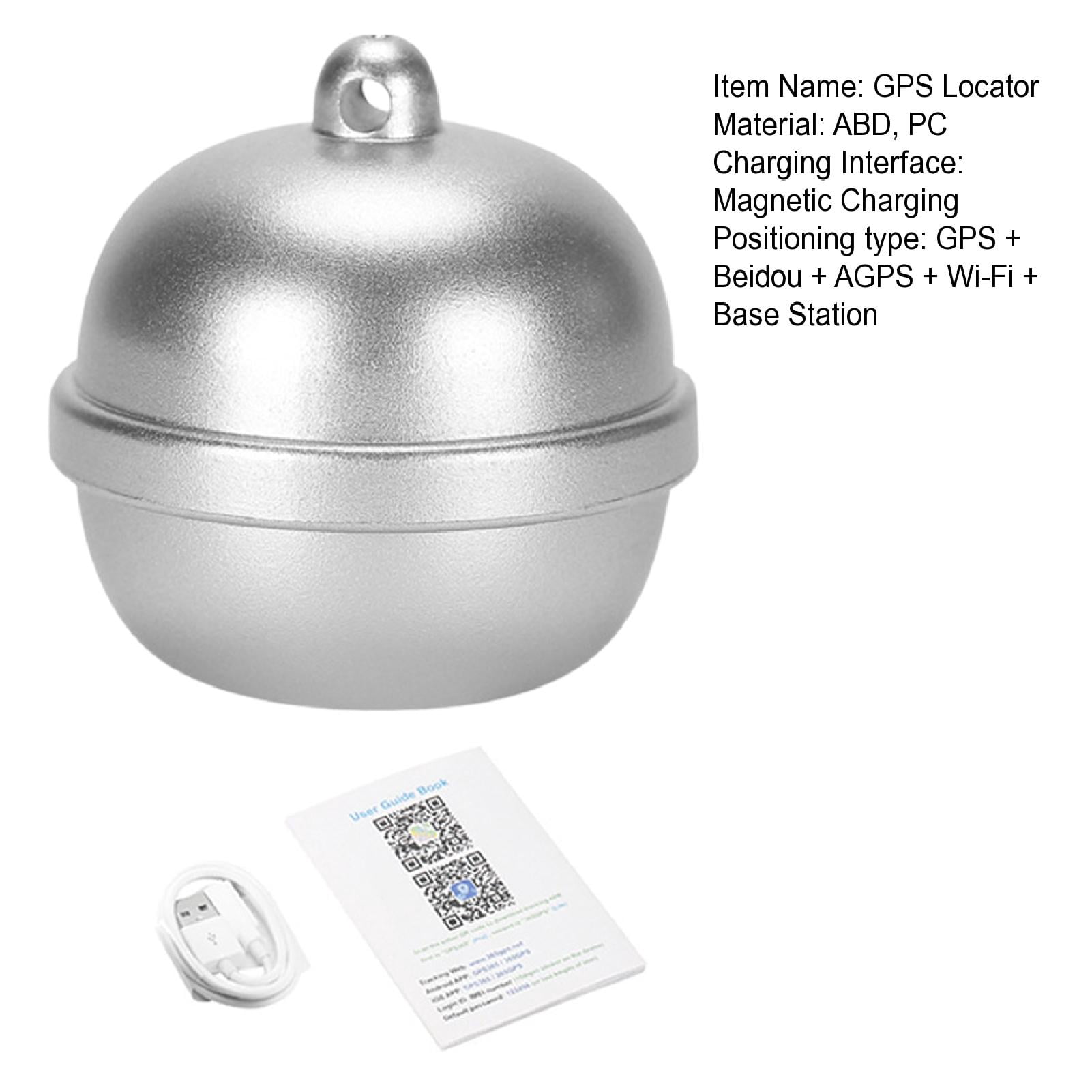 opvise Pet GPS Locator Phone Remote Control IP67 Waterproof Lovely Bell Charm Tracking Device Anti-loss Portable GPS Tracker Pet Collar Silver