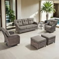 thumbnail image 2 of Bellefurn Luxury 6 Piece Outdoor Patio Wicker Furniture Sets with Swivel Rocker Patio Chairs,Sofa and Ottomans,High Back Outdoor Conversation Set for Porch Balcony Deck, 2 of 12