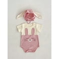 thumbnail image 2 of Bagilaanoe Newborn Baby Girl Boys Easter Rompers Print Short Sleeve Bodysuits + Hat Infant Summer One Piece Jumpsuit, 2 of 7