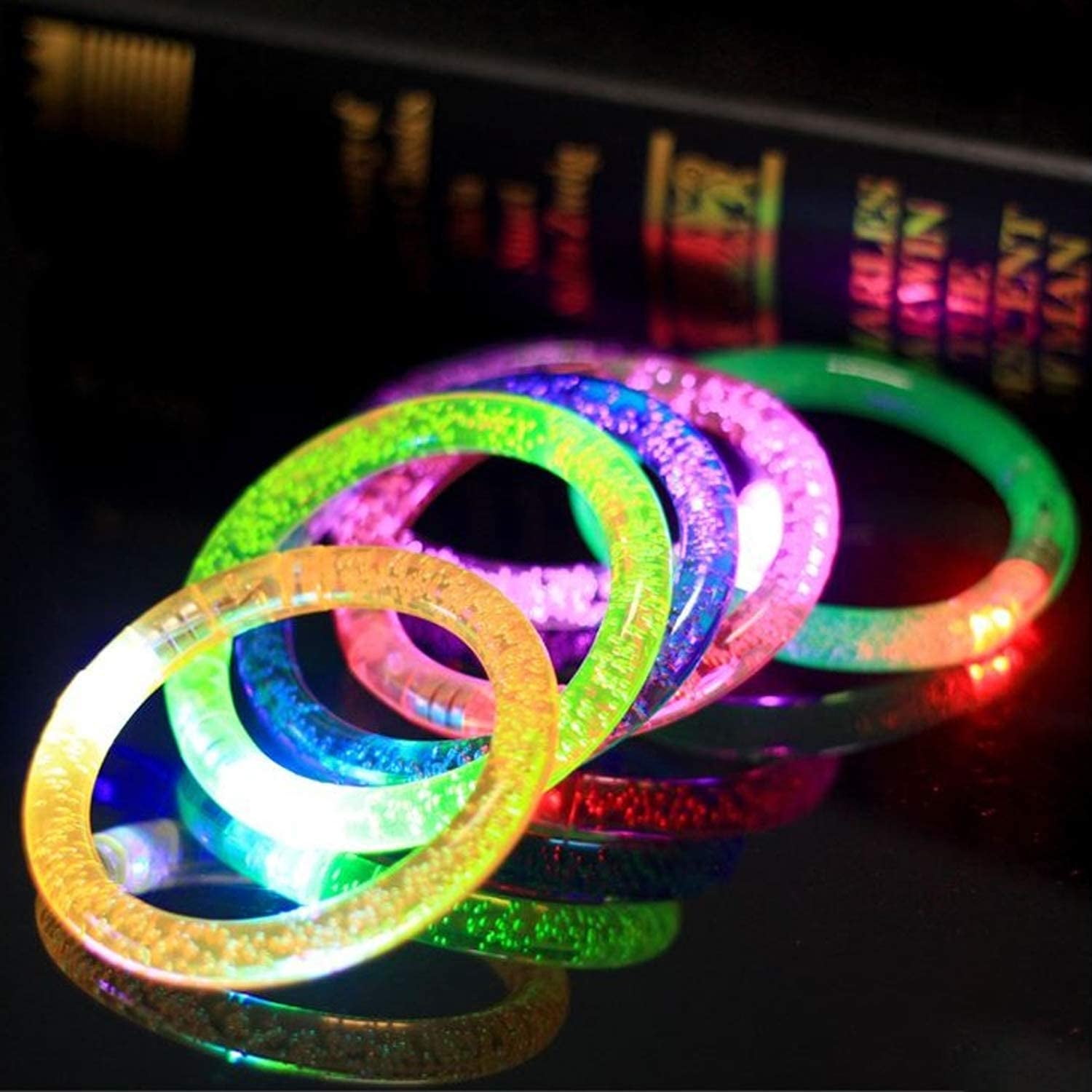 Vetory 50Pcs Glow Bracelets,LED Bracelets Light up Bracelets,Glow In The  Dark Bracelets 6 Colors,LED Party Supplies for Kids Adults,LED Glow Stick