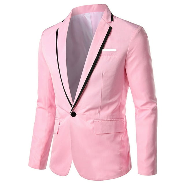 WREESH Men Solid Casual Long-sleeved Slim Single-row One-button Small Suit Coat