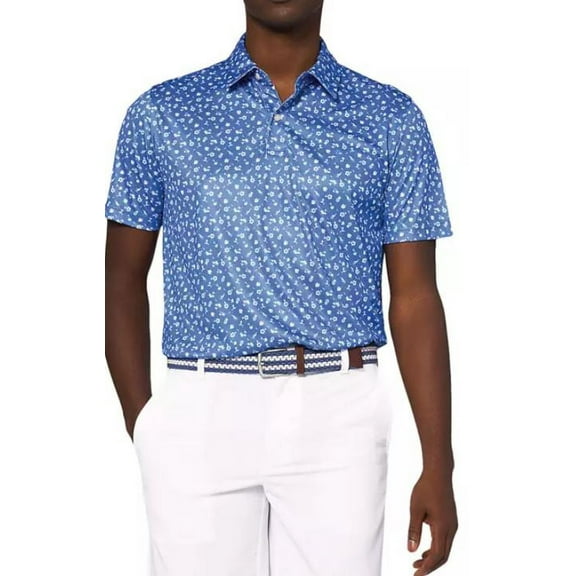 IZOD Men's Micro Print Golf Polo Shirt, Nebulas Blue, 2X-Large