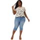 thumbnail image 4 of Women's Plus Size Top Floral Lace Panel Keyhole Back Flare Sleeve Blouse Beige 3X, 4 of 7