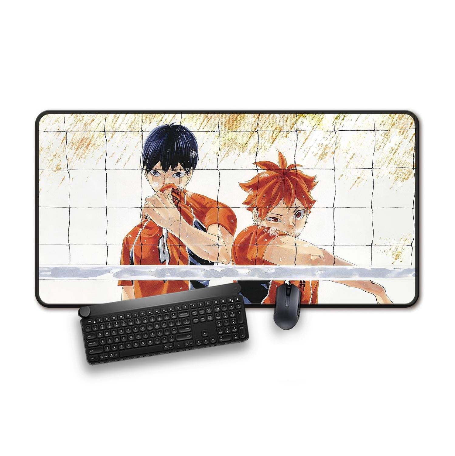 Anime-Themed Gaming Mouse Pad, Large Desk Mat with Non-Slip Base, Kageyama & Hinata Design