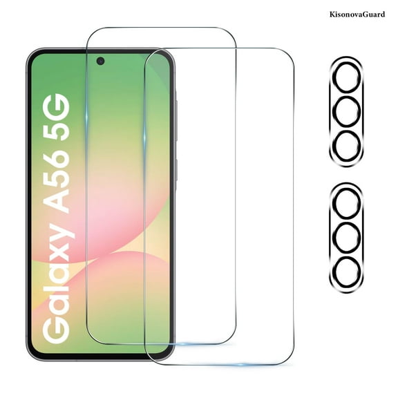[2 2 Pack] KisonovaGuard Compatible with Samsung Galaxy A56 5G HD Screen Protector with Camera Lens Protector