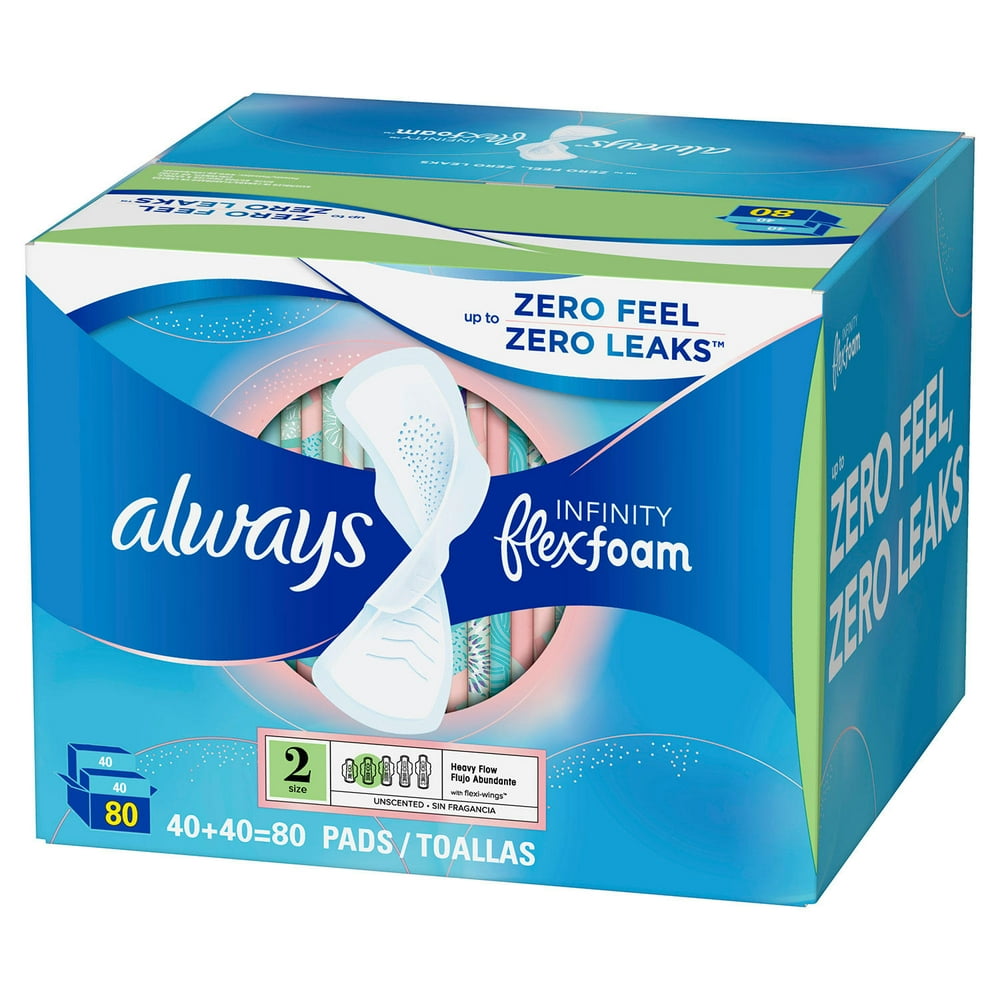 Always Infinity FlexFoam Pads, Size 2, Super Absorbency, Unscented (80