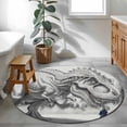 thumbnail image 4 of Dinosaurs Boy Large Area Rugs for Bedroom Living Room, Soft Non Slip Carpet Bedside Rug, Gray Funny Cartoon Forest Animals Round Floor Cover Kitchen Accent Rug 3' for Dining Room/Office, 4 of 9