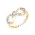 thumbnail image 2 of AFFY 0.10CT White Natural Diamond Sideways Cross Infinity Ring in 10k Yellow Gold-8.5, 2 of 7