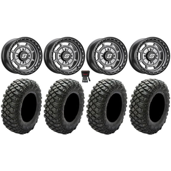 Sedona Rift 15x7 Wheels Grey 28" Crawler XG Tires Sportsman RZR Ranger