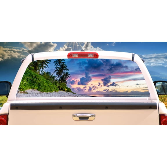 BEACHIN IT Rear Window Graphic truck view thru vinyl decal back