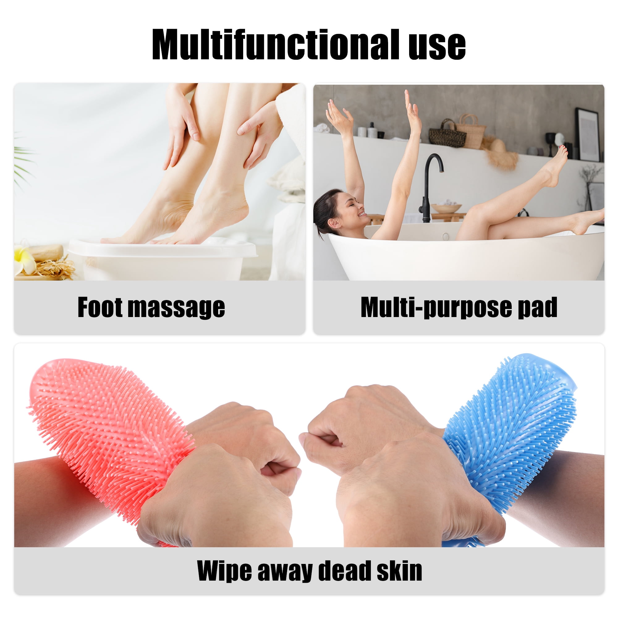 Unique Bargains Shower Massage Back Brush 2 Pcs Blue Pink