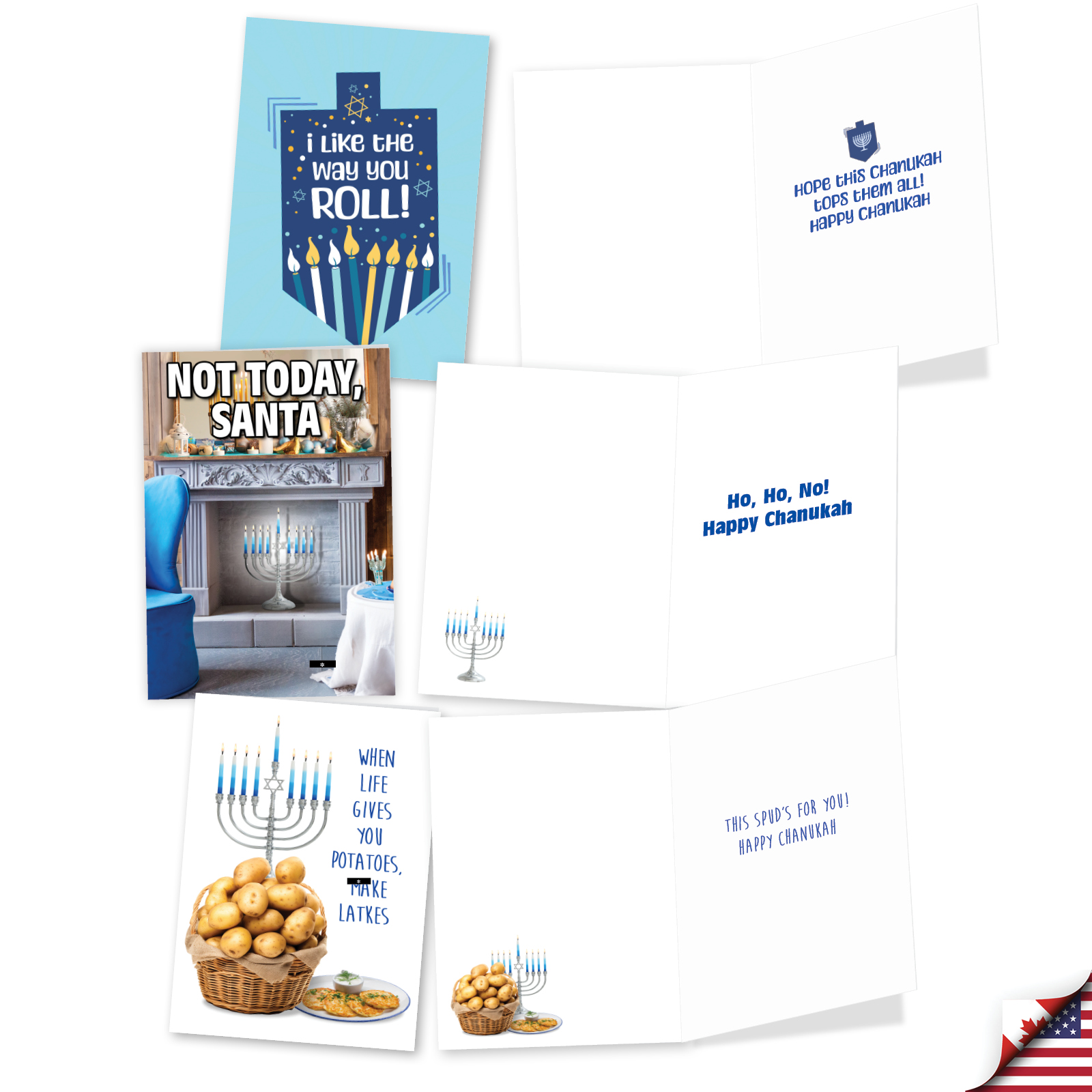 NobleWorks 20 Assorted set Funny Chanukah Greeting Cards w/5 x 7 Inch Envelopes (10 Designs, 2 Each) Jewish Holiday Cards Eight Humorous Nights AC8773HKG-B2x10