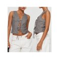 thumbnail image 5 of Aojekbee Women's Striped Print Tank Tops Sleeveless V Neck Tie-up Front Tops Summer Shirts, 5 of 10
