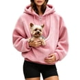 thumbnail image 4 of Fuzzy Full Zip Dog Pouch Hoodie for Women, Plush Pet Carrier Jacket, Warm Zip Up Sweatshirt for Dog Lovers Home Lounging Daily Wear, 4 of 6