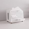 thumbnail image 3 of HOMKYO 8.66x 5.71x9.06in Pegboard House Tissue Box Desktop Organizer, Drawer Storage Rack for Remote Control(White), 3 of 6