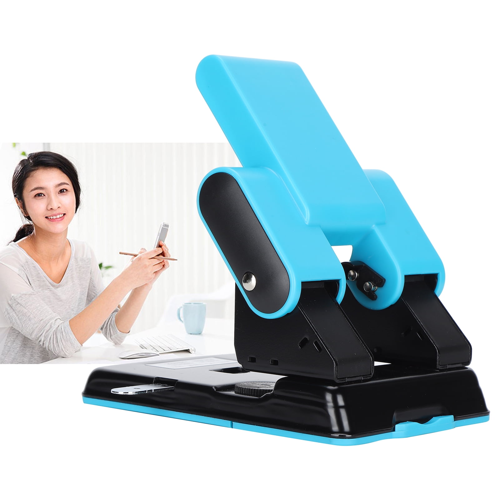 YAHHU Heavy Duty 2 Hole Puncher Paper Crafting Tool Adjustable 70 Sheet Capacity for Home Office, Blue color, 7.09 inches / 18.00 cm length [cite: 1, 7]
