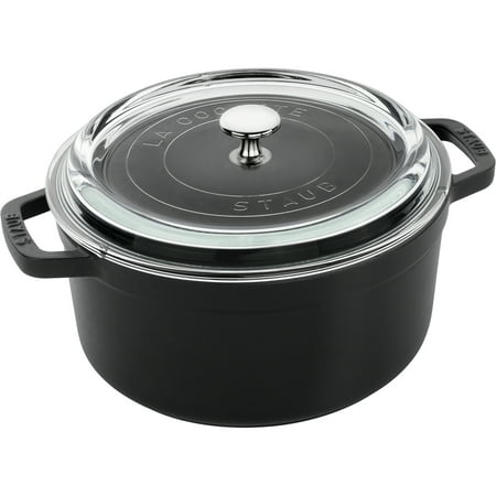 

Staub Cast Iron 4-qt Round Cocotte with Glass Lid - Black