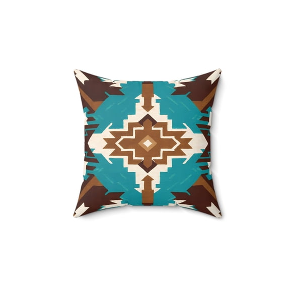 Square Pillow Ethnic Southwest Boho Home Decor Brown Turquoise