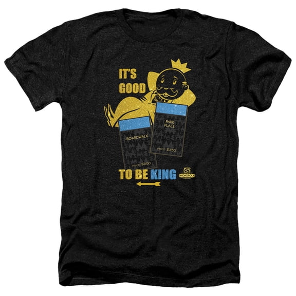 Monopoly Its Good To Be King Adult Heather T-Shirt Black