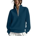 thumbnail image 3 of DIOAZUD Women's Half Zip Sweatshirt Stand Collar Long Sleeve Pullover No Pockets Cozy Casual Fall Winter Everyday Top for Women Navy S-XXL, 3 of 8