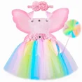 thumbnail image 3 of Disfraz de hada para niñas, vestido de tutú con flores pastel y alas de mariposa, vestido de princesa de hadas del bosque para Halloween y cumpleaños, 3 of 5
