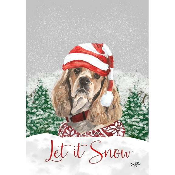 Cocker Spaniel Buff - Hippie Hound Studios Let it Snow Christmas Garden Flag