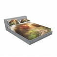 thumbnail image 3 of Nature Bedding Set with Sheet & Covers, Dazzling Big Rain Cloud over Earth Path Road Countryside Field Climate Energy Image, Printed Bedroom Decor 2 Shams, 4 Sizes, Multicolor, by Ambesonne, 3 of 3