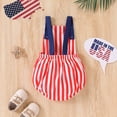 thumbnail image 5 of Povozer Baby Boy 4th of July Outfit Newborn Infant American Flag Romper One Piece Short Sleeve Waffle Knit Clothes,Size 3-6 Months,Red, 5 of 7