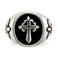 thumbnail image 5 of Primal Steel Stainless Steel Antiqued Fleur de Lis Cross Ring, 5 of 11