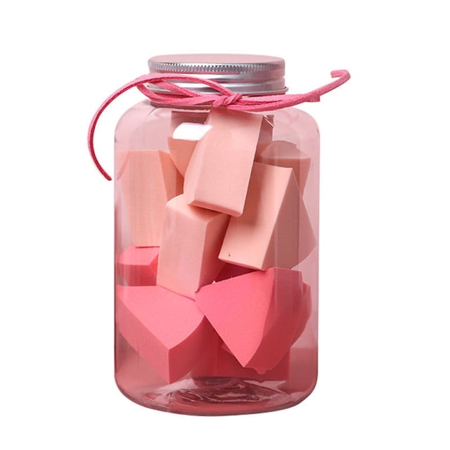 Xiao Hua Set de 24 esponjas de maquillaje, esponjas para difuminar maquillaje líquido y en crema, cobertura modulable, esponja para base natural, espuma sin látex con estuche, rosa A63