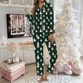 thumbnail image 2 of designer pajama sets for women 100% mulberry silk sleepwear Women's Christmas Tree Print Button Pocket Long Sleeve Trousers Home Pajama Set, 2 of 5