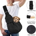 thumbnail image 2 of (Negro) Pet Sling, Hand Free Dog Sling Carrier Correa acolchada ajustable Tote Bag Bolsa de hombro de algodón transpirable Bolsillo frontal Cinturón de seguridad Transporte, 2 of 5