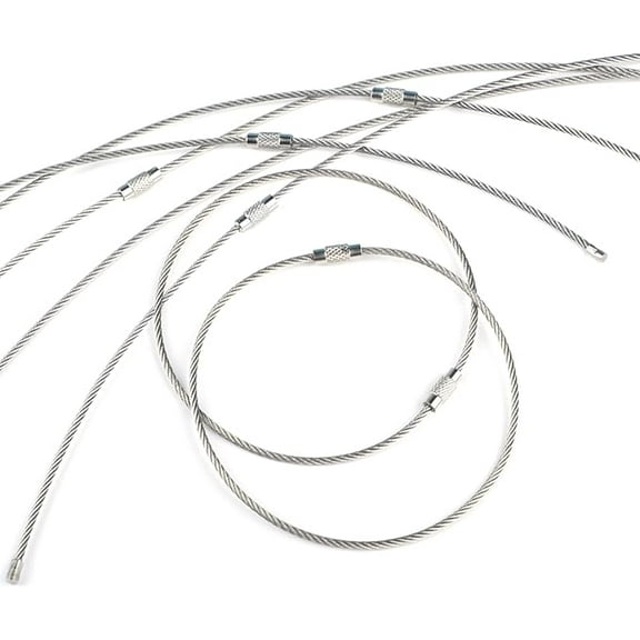 Pawfly  10 Inch Wire Keychain Cable Large Stainless Steel Key Ring Loop Holder 20 Pack