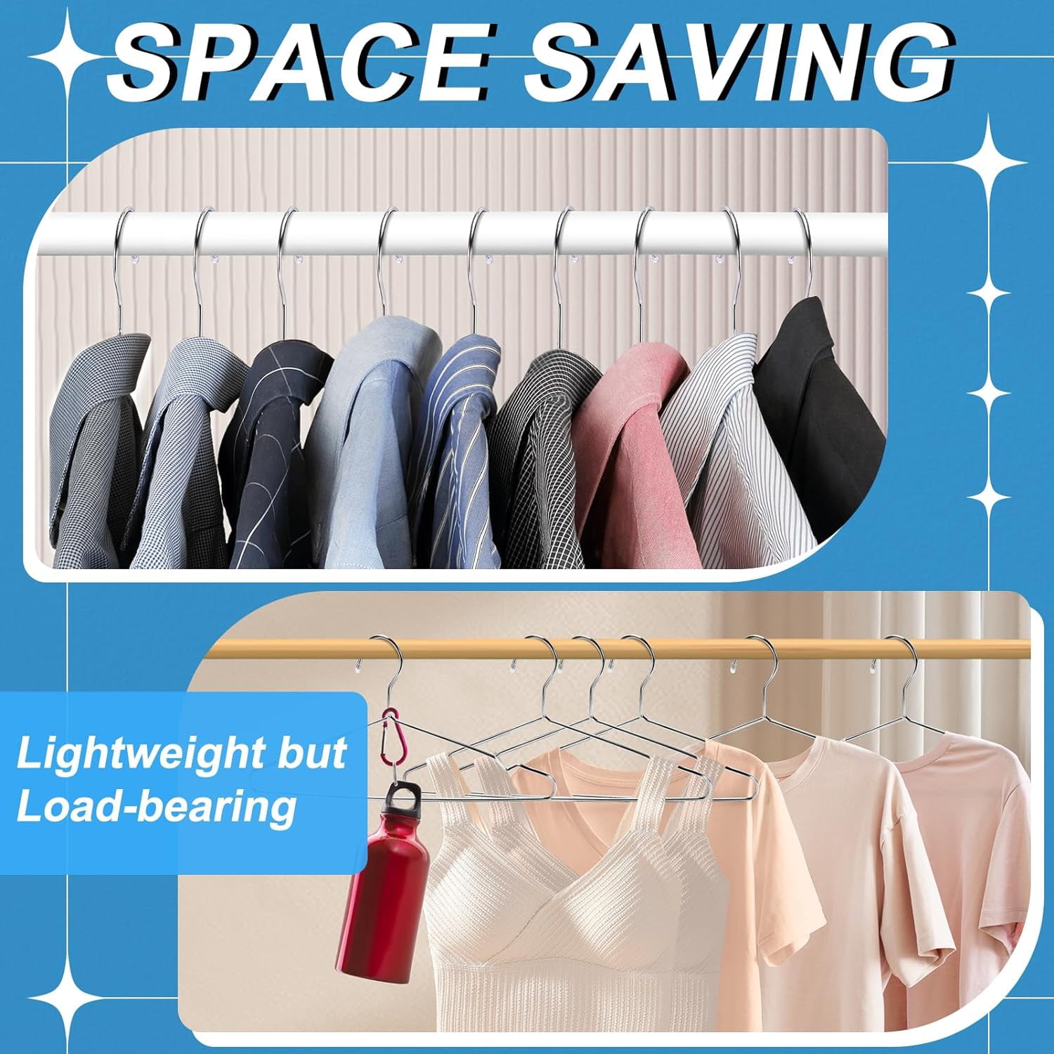 40 Pack Wire Hangers,Heavy Duty Clothes Hanger,Silver Metal Hangers,Stainless Steel Coat Hanger with Non Slip Notch,Ultra Thin Space Saving Wire Hanger 16.5 Inch