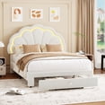 thumbnail image 1 of Full Upholstered LED Bed Frame - with Storage Headboard & Storage Drawer, Berber Fleece Princess Platform Bed for Kids, Wood Support, No Box Spring Needed, Easy Assembly, Beige, 1 of 7
