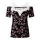 thumbnail image 5 of Blusa informal de manga corta con cuello en V y encaje con hombros descubiertos para mujer OAVQHLG3B Store  lin121212, 5 of 5