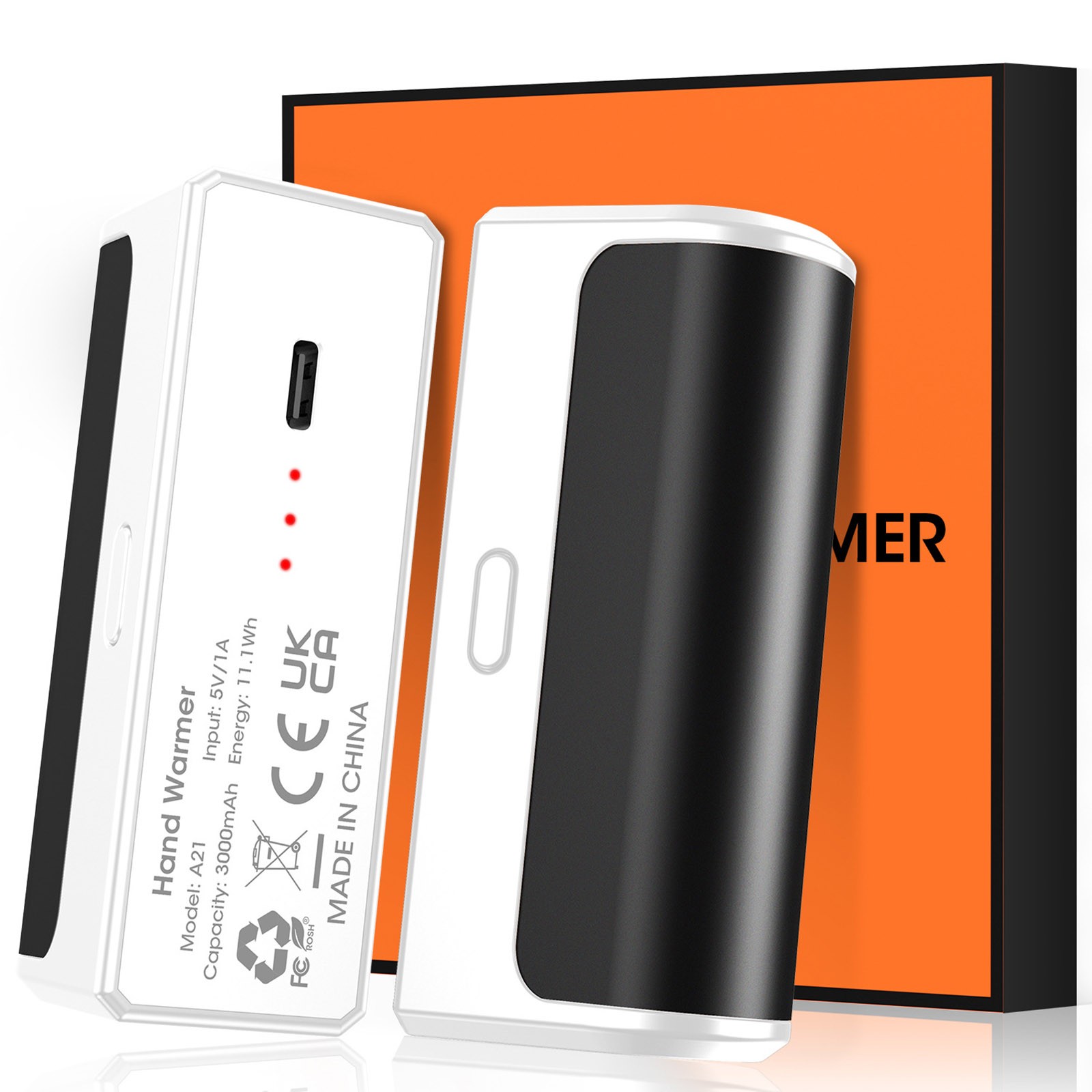 Rechargeable Hand Warmers 6000mAh Portable USB Heating Pockets 18Hrs Long Lasting Warmth for Outdoor Camping Hiking Winter Sports