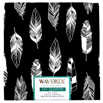 Waverly Inspirations 18" x 21" 100% Cotton  Quarter Feathers Onyx Print Quilting & Craft Fabric, 1 Each