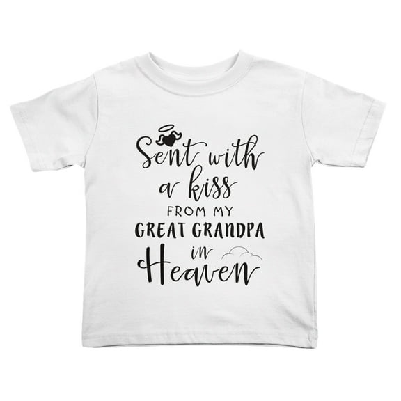 Sent with A Kiss from My Great Grandpa in Heaven Cute Toddler Tshirts for Boys Girls (White, Youth M)