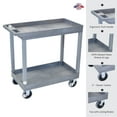 thumbnail image 3 of Luxor 18" x 32" Two Shelf Heavy Duty Tub Utility Cart - Gray, 3 of 4