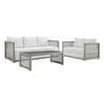 thumbnail image 2 of Modway Aura 3-Piece Modern Outdoor Patio Furniture Wicker Rattan Set in GrayWhite, 2 of 10