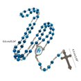 thumbnail image 3 of Handmade Round Glass Bead Catholic Rosary Necklace Cross Pendant Religious Necklace Long Chain Chokers Player Religious, 3 of 4