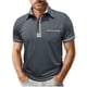 thumbnail image 2 of Blusa y camisa de manga corta con cuello vuelto para hombre, color liso, informal, a la moda, con bolsillos y botones, de poliéster., 2 of 7