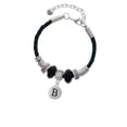 thumbnail image 2 of Delight Jewelry Silvertone Capital Letter - B - Pebble Disc - Wife Celtic Knot Leather Bead Bracelet, 7"+2" Extender, 2 of 4